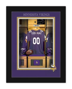 Minnesota Vikings Personalized Locker Room Print Football FRAMED 14x18 - Picture 1 of 1