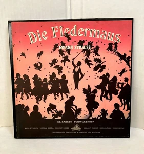 Johann Strauss Die Fledermaus Karajan Schwarzkopf 1959 Angel Stereo 2 LP Box  - Bild 1 von 2