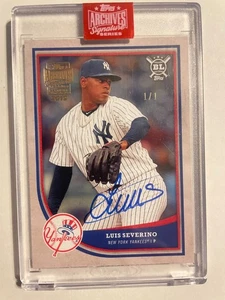 Topps Archives Signature Series 2019 Luis Severino #1/1 New York Yankees SSP - Imagen 1 de 2