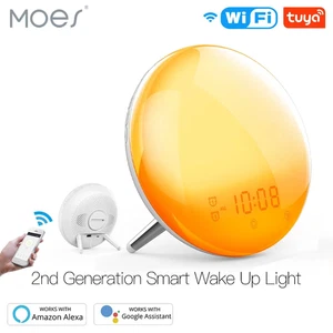 🌞 Moes 2nd Gen Smart Wake Up Light Alarm Clock – Sunrise Simulation, 7 Colors - Picture 1 of 11