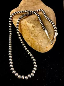Collar Nativo POPULAR Navajo 4mm Cuentas Plata Esterlina 21" Venta - Imagen 1 de 12