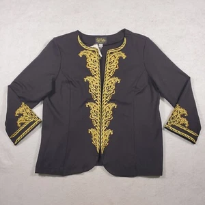 Nueva Chaqueta Bordada Bob Mackie Arte Portátil para QvC Oro Negro Talla M - Imagen 1 de 6