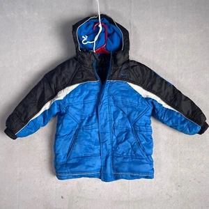 Nike Reversible Puffer Fleece Winter Hooded Jacket Boys Blue Size 4 - Picture 1 of 15