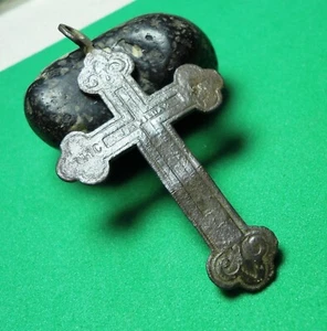 Ancient Bronze Cross Wearable Pendant Antique Rare C249 - Picture 1 of 5