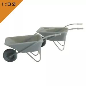 2x 3D printed STEEL WHEELBARROW 1:32 Scale Model Miniature Scenery Layout - Picture 1 of 8