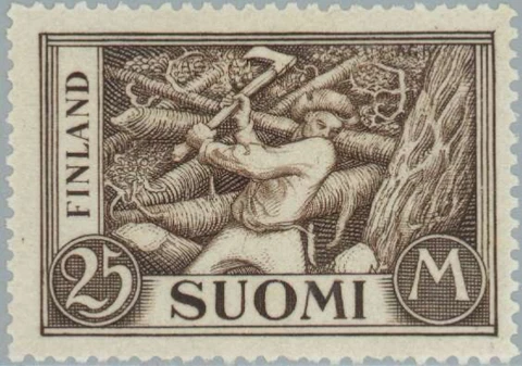 Finland #Mi157b MNH 1930 Ax Wood Cutter Forestry [Thin Paper][179 YT155] Cover