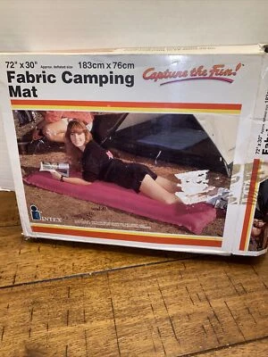 VINTAGE Intex Fabric Camping Air Mattress 72x30  In Box 1988 Pink - Image 1 of 4