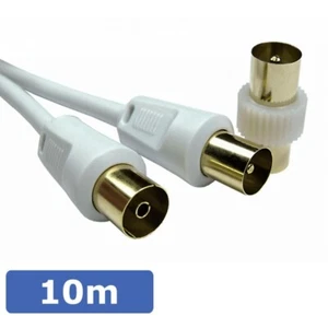 10m Coax Male to Female TV Aerial Extension Cable with FREE Adapter White Lead - Picture 1 of 1