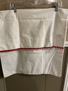 Pair Of Vintage White Pillowcases With Red Crocheted Trim Muslim/cotton - Picture 1 of 5