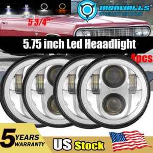 4PCS 5 3/4" 5.75"inch LED Headlights Hi/Lo Beam DRL For Chevy Chevelle 1964-1970 - Picture 1 of 12