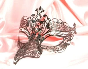 Venetian Metal Mask with Swarovski Made in Italy Masquerade Beak New - Picture 1 of 13