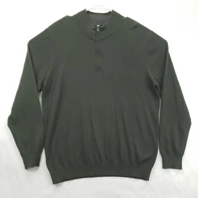 Suéter Bachrach Para Hombres XL Verde Tejido Lana Cachemira Cuello Simulado 1/4 Cremallera Pullover Foto 1 de 4