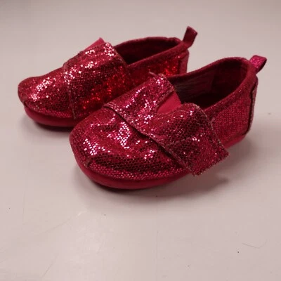 Gymboree Toddler Girl Red Glitter Dress Shoes Size 4 Sparkly Strap Flats - Image 1 of 4
