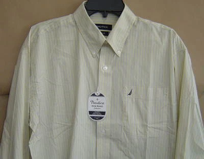 Новый с Ярлыками $60 NAUTICA океан промытый кнопка вниз в полоску рубашка мужская 16 x 34/35 хлопок - Изображение 1 из 3