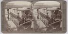 WW1 Stereoview Stereocard UK & French Soldiers on Canal Boat in Flanders c.1915