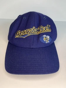 Baseballmütze Georgia Tech gelb Jacken Vintage marineblau Druckknopflasche bestickt Logo - Bild 1 von 16