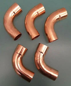 1-3/8" OD FTGxC Copper 90° Street Elbow Long Radius 5pc for HVAC - Picture 1 of 2