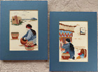 Basket Maker & Weaver Native American Indians Cross Stitch Completed Matted -2