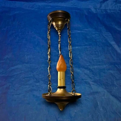 Antique 3 Chain Fixture Candle Rare Beautiful Finish 69B - Image 1 of 4