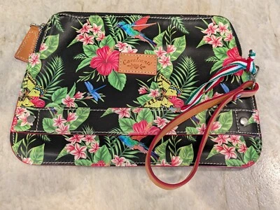 Bolso Muñequera Floral Cuero Cavalcanti Hecho en Italia Bolso sin asas Colibrí Mariposa Foto 1 de 4