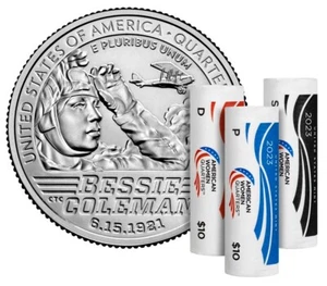 2023-PDS Bessie Coleman American Woman Qtr Three-Roll Set Direct from U.S. Mint - Bild 1 von 2