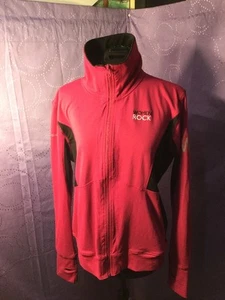 Rock Wear Women's Dark Pink And Black Zipper Up Running Jacket Medium A15 - Picture 1 of 7