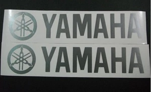 Silver Yamaha pair vinyl cut sticker / decals. for outboards, bikes 370mm X 80mm - Picture 1 of 7