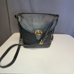 Vintage Dooney & Bourke Black Leather Bag With Adjuster Shoulder Strap - Picture 1 of 10