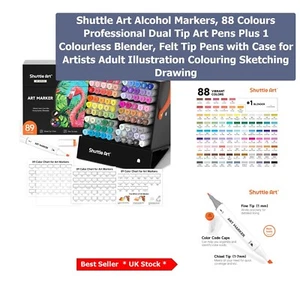 Professional Quality Alcohol Markers: 88 Colors with Colorless Blender Included - Picture 1 of 10