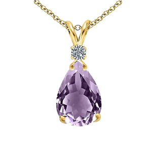 1/2 ct Natural Purple Amethyst Pendant Necklace in 10K Yellow Gold Plated