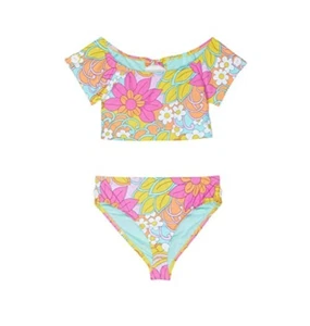 Hobie L4076 Girls’ Multi Woodstock Cap Sleeve Top Swim Set Size 10 - Picture 1 of 4
