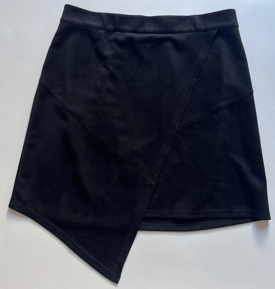 Lane Bryant Womens Knee Length Skirt Stretchy Pull On Wrap Look Black Size 16 - Image 1 of 4