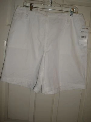 #791 Misses Pantalones Cortos 16 Plus Blanco Sólido Nuevo Con Etiquetas Vestido Caminar Estudio Funciona Foto 1 de 4