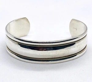 Tiffany & Co Sterling Silver & 18k Gold Rope Cuff Bracelet 6.75” - Picture 1 of 11