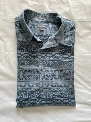 Eddie Bauer Button Down Tall Shirt Aztec Mens TXL Classic Fit Blue Outdoor - Image 1 of 4