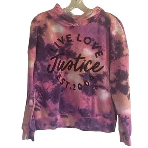 Justice Pink & Purple Tie Dye Hoodie Live Love Justice 2004 Size XL - Picture 1 of 6