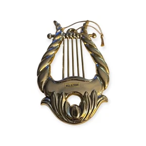 Vintage Gold Kunststoff Harfe Weihnachtsschmuck - Bild 1 von 6