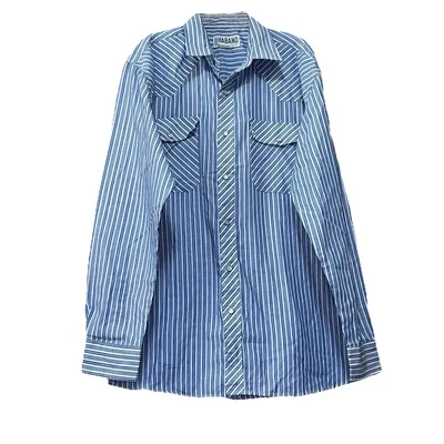 Haband lightweight western pearl snap shirt striped mens size medium guc e117 - Image 1 of 4