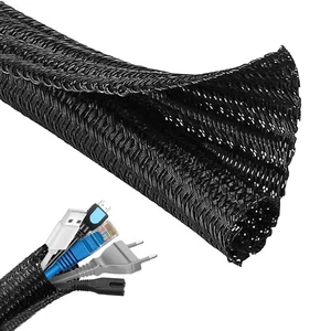 10ft Black Cable Tidy Sleeve - Cord Protector for USB & Audio Cables - Picture 1 of 7