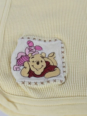 Disney Yellow Waffle Weave Lovey Thermal Baby Blanket Winnie The Pooh Cotton - Image 1 of 4
