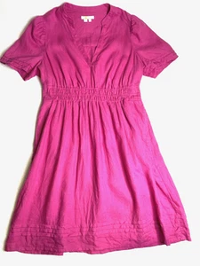 Boden Eve Damen 14 L langes hellrosa 100% Leinen Kurzarm Midikleid - Bild 1 von 11