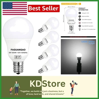 E17 LED Globe Bulbs – 6W, 5000K Daylight, Pack of 4 - Image 1 of 4