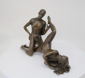 Statue Sculpture Couple Sexy Style Art Deco Style Art Nouveau Bronze massif Sign - Picture 1 of 12