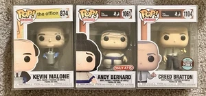Funko Pop! The Office 3 Piece Lot With Protectors - Creed, Andy, Kevin w/chili - Picture 1 of 5