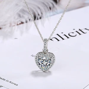 Collane Con Pendenti a Forma Di Cuore in Argento Sterling 925 Con Zirconi per Le - Foto 1 di 12