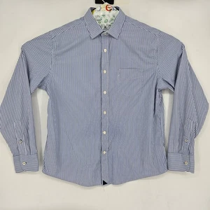 Untuckit Shirt Mens Large Button Up Casual Blue Striped Casual Long Sleeve - Picture 1 of 11