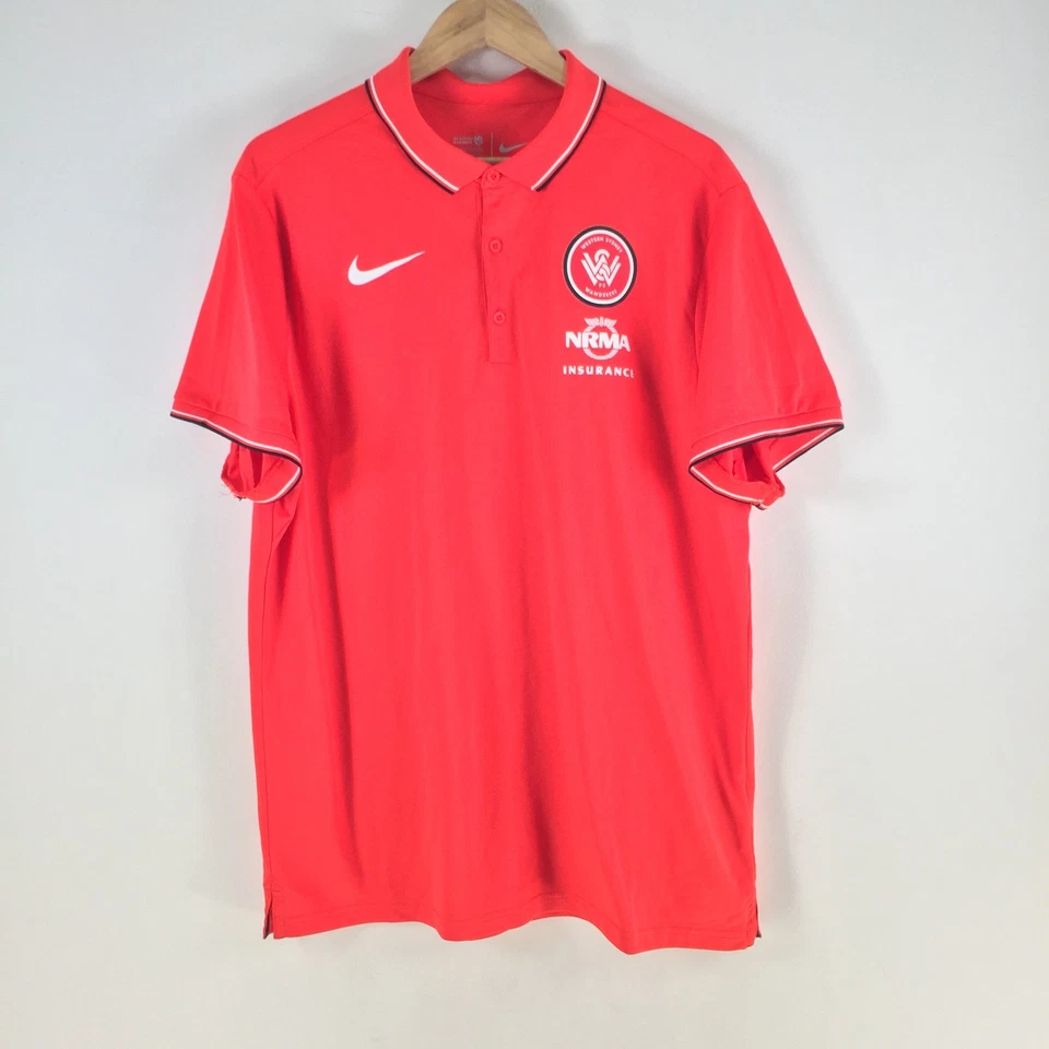 Nike Western Sydney Wanderers Polo Jersey Talla XL Rojo Cuello 116097 Foto 1 de 4