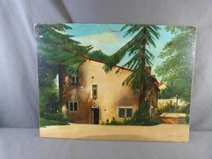 Gemälde Geburtsort von Jeanne d'Arc Öl auf Holztafel signiert A. Mathey 1939 - Bild 1 von 11