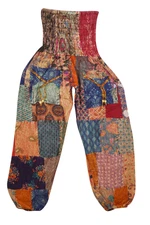 Womans Boho Pant Pink Trendy Melony Hippie Patchwork Gypsy Cotton Trouser S/M/L 