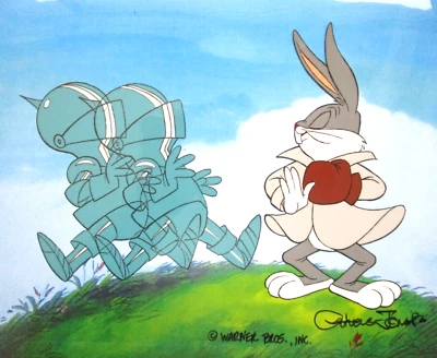 1978 SIGNED CHUCK JONES BUGS BUNNY Warner Brothers PRODUCTION drawing CEL boxing - Image 1 of 4